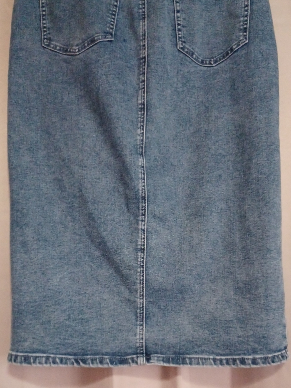 Flamingals Medium Wash Denim Button Front Split Hem Midi Skirt Pockets Stretch M - Picture 12 of 15